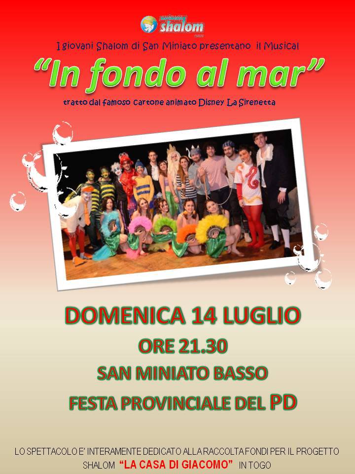 Locandina del Musical “In fondo al mar” tratta dal sito del Movimento Shalom