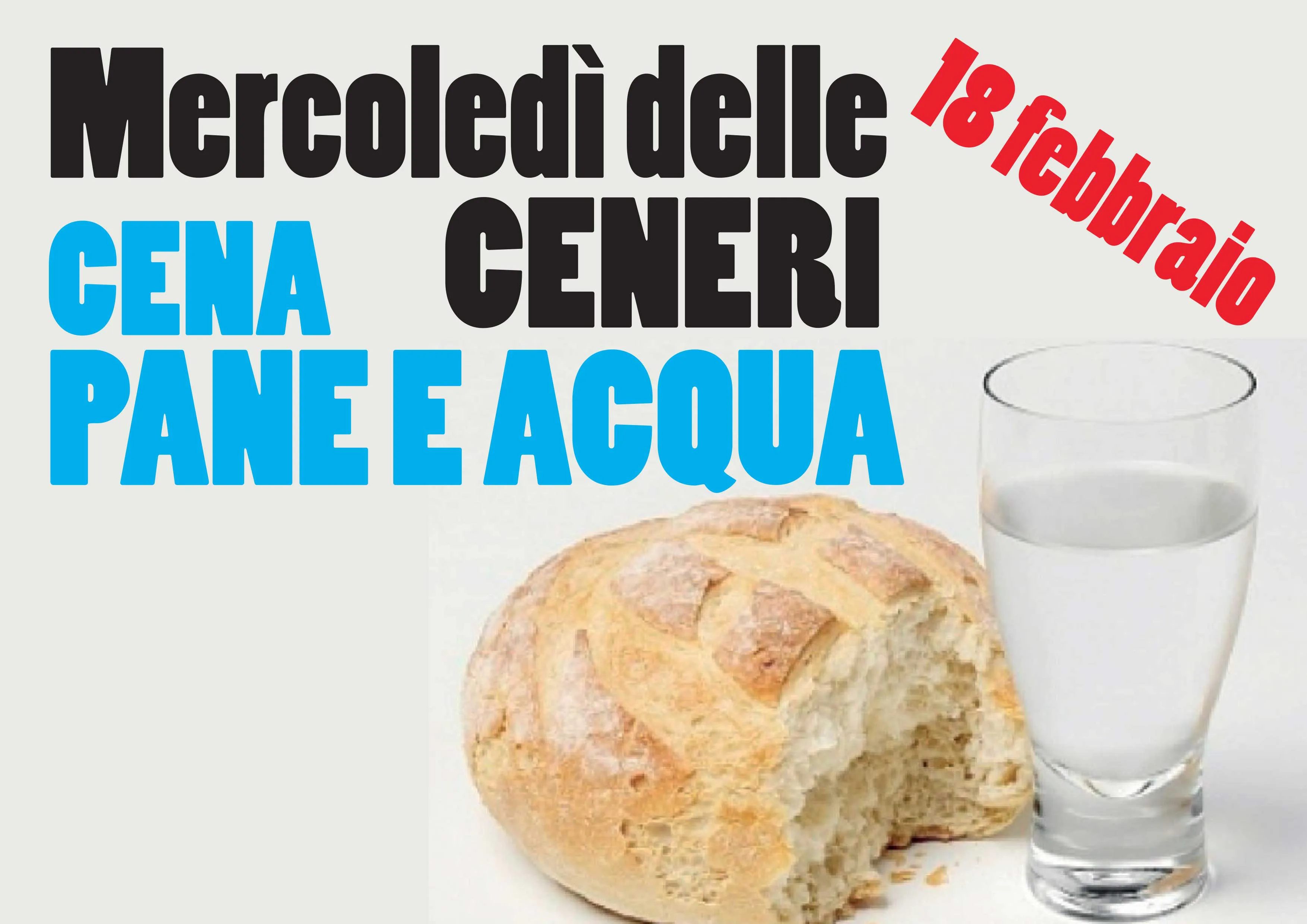 Cena del Mercoledì delle Ceneri a pane e acqua