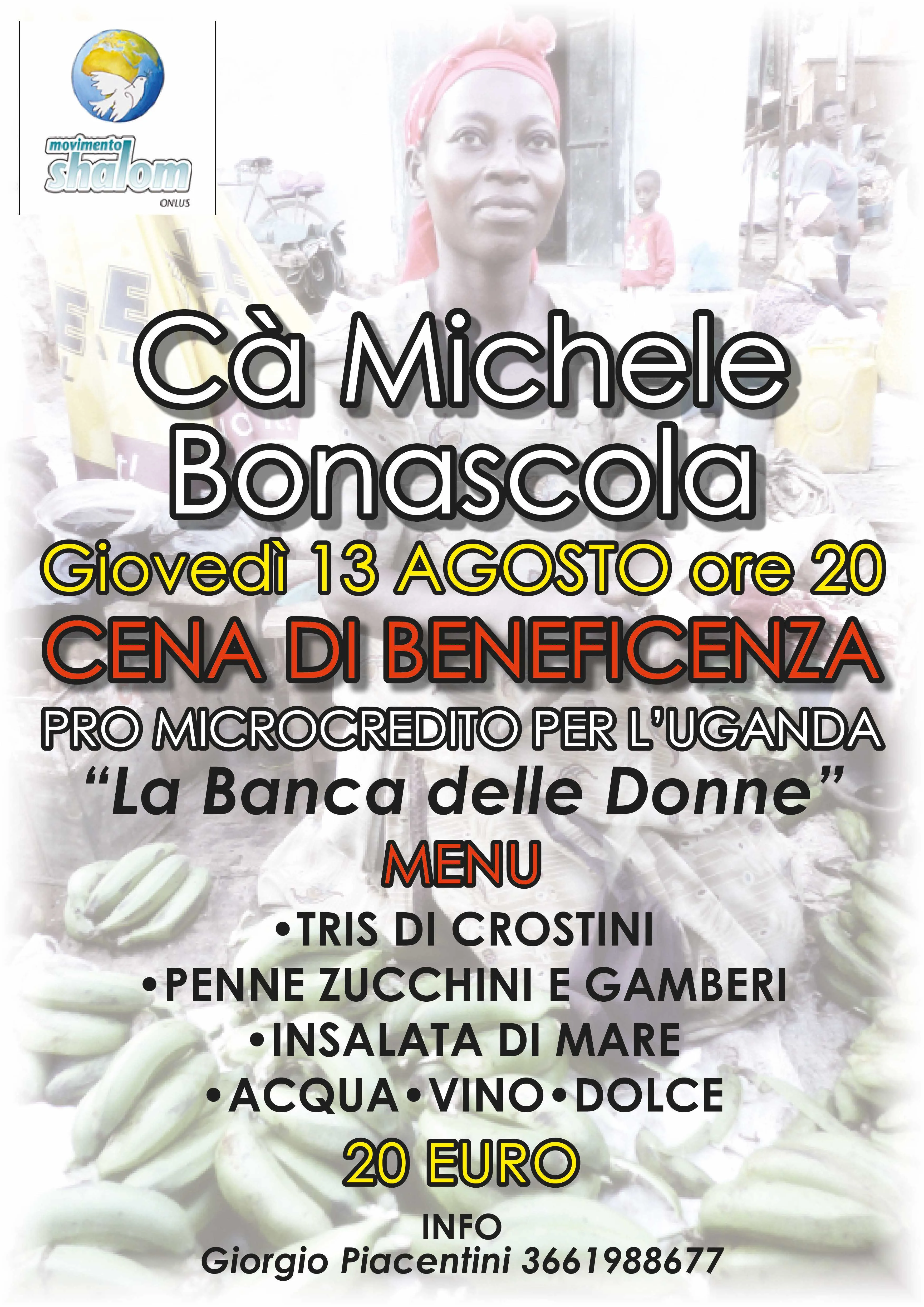 Cena per "La banca delle donne" il 13 agosto a Carrara