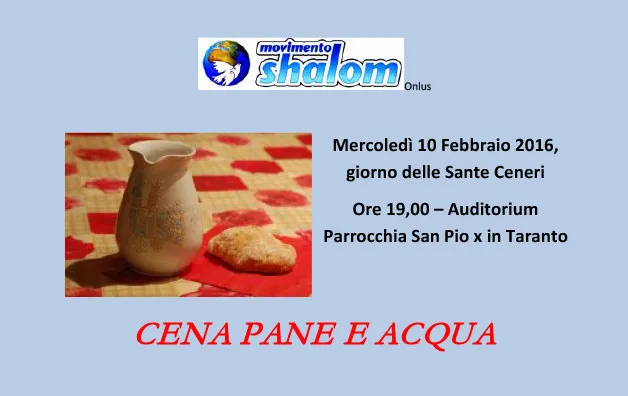 Cena a pane e acqua a Taranto il 10 febbraio