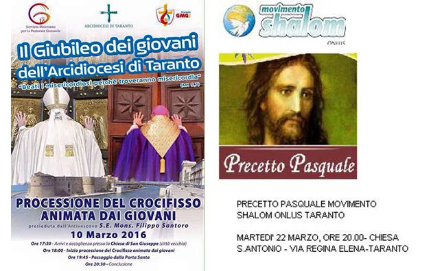 Appuntamenti spirituali del Movimento Shalom onlus – sezione di Taranto per il mese di marzo