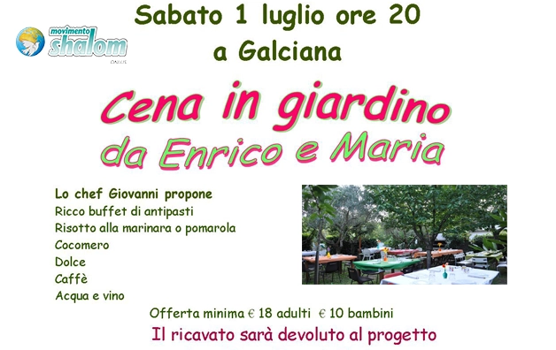 Cena a Galciana sabato 1 luglio