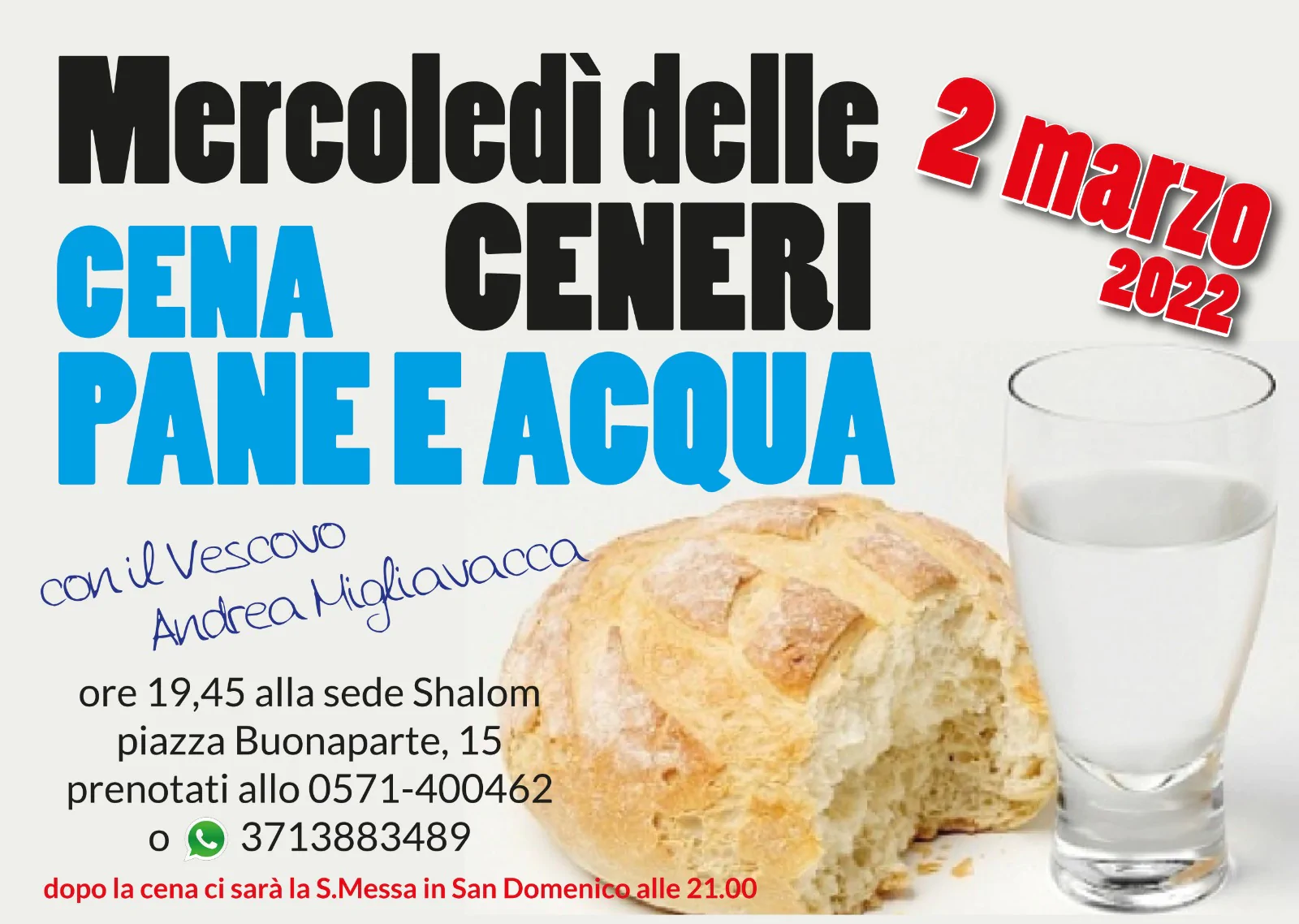 Cena a pane e acqua a San Miniato – 2 marzo